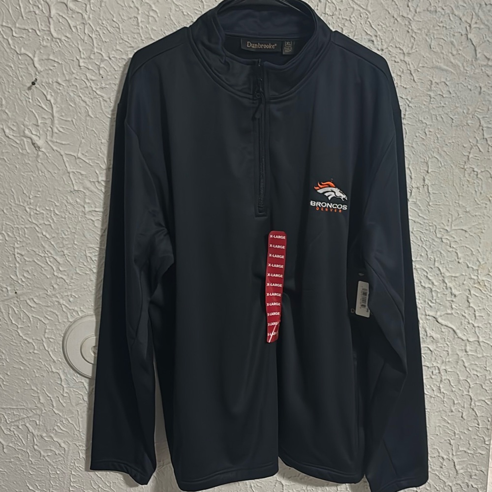 XL Denver Broncos Quarter zip Fleece Navy